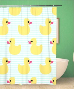 Cute Rubber Duck Toy Shower Curtain for Baby Bathroom Decor