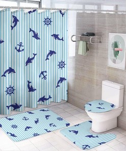 Cute Sea Dolphin Shower Curtain for Waterproof and Adorable Bathroom Decor