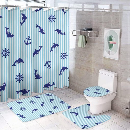 Cute Sea Dolphin Shower Curtain for Waterproof and Adorable Bathroom Decor