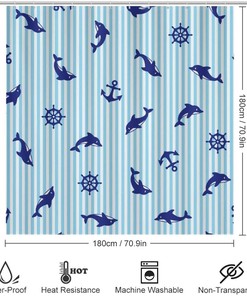 Cute Sea Dolphin Shower Curtain for Waterproof and Adorable Bathroom Decor