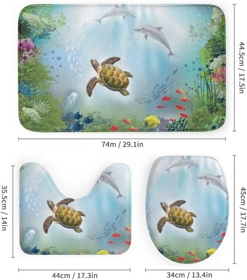 Cute Sea Turtles and Dolphins Shower Curtain for Waterproof and Adorable Bathroom Decor