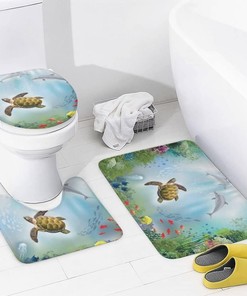 Cute Sea Turtles and Dolphins Shower Curtain for Waterproof and Adorable Bathroom Decor
