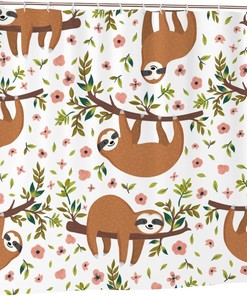 Cute Sloth Baby Laziness Shower Curtain for Your Bathroom