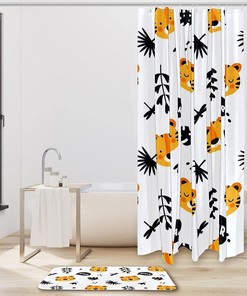 Cute Tiger Pattern Shower Curtain: Wild Bathtub Decor by Woodyotime