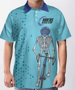 Cycling Riders Never Stop Skull Polo Shirt - Sporty Athlete Design