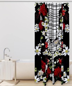 Daisy Rose Shower Curtain with White Flower for Home Decor