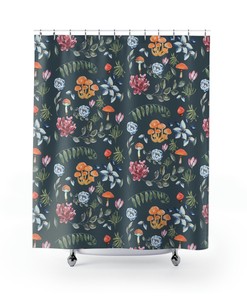 Dark Mushroom Witchy Shower Curtain for Bathroom Decor