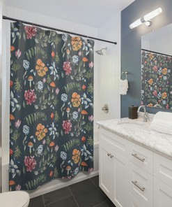 Dark Mushroom Witchy Shower Curtain for Bathroom Decor
