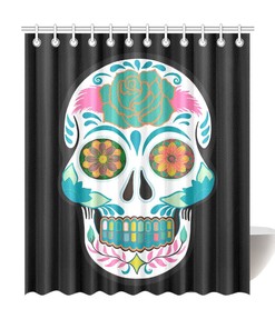 Day of the Dead Mexican Art Waterproof Shower Curtain - Skull Bathroom Decor