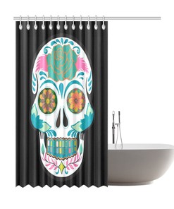 Day of the Dead Mexican Art Waterproof Shower Curtain - Skull Bathroom Decor