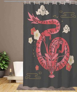 Decorative Chinese Zodiac Year of The Dragon Waterproof Bath Curtain for a Unique Bathroom