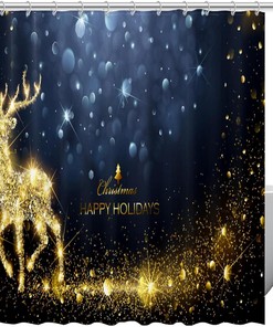 Decorative Snowflake Deer Fabric Shower Curtain for Bathroom Decor