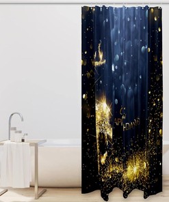 Decorative Snowflake Deer Fabric Shower Curtain for Bathroom Decor