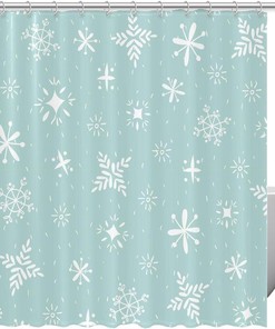Decorative Winter Christmas Snowflakes Shower Curtain for Bathroom Decor