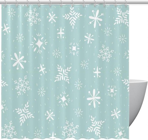 Decorative Winter Christmas Snowflakes Shower Curtain for Bathroom Decor