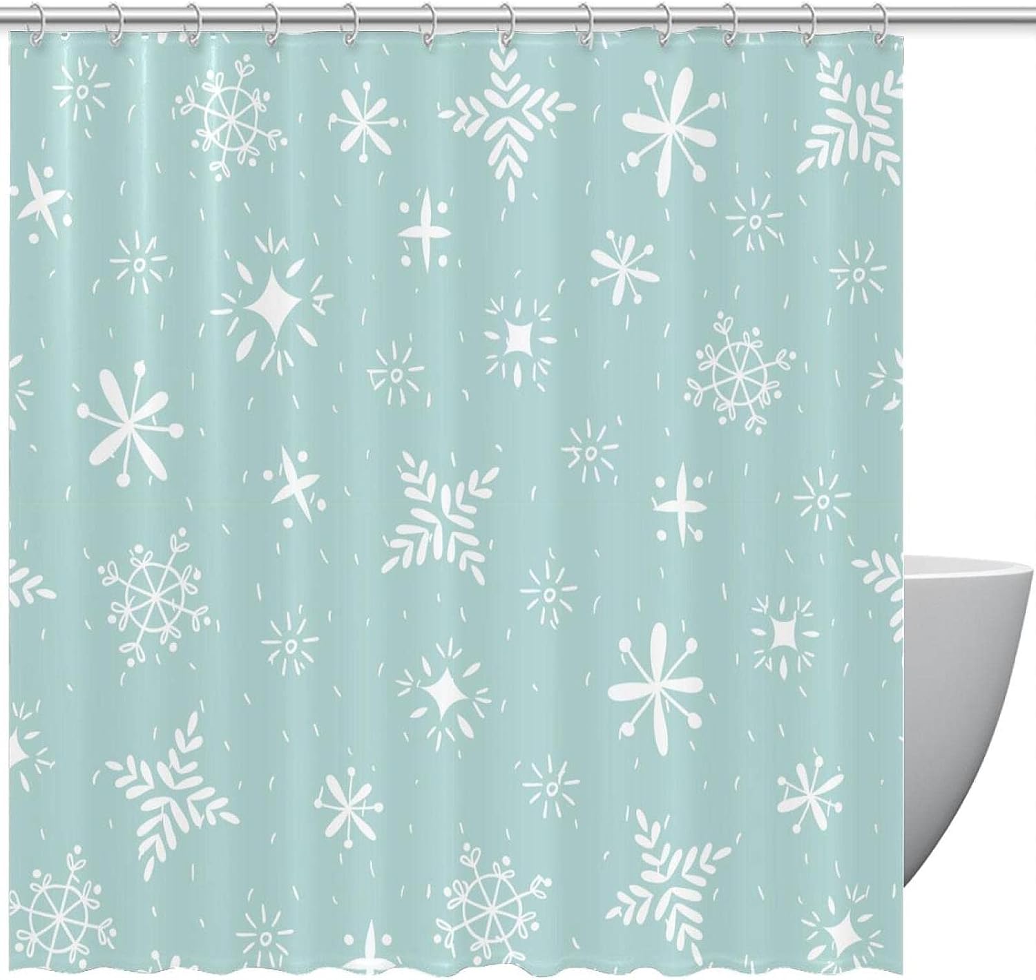 Decorative Winter Christmas Snowflakes Shower Curtain for Bathroom Decor