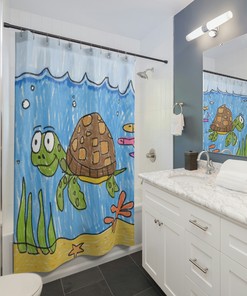 Deep Sea Sea Turtle Shower Curtain for Inspiring Bathroom Decor