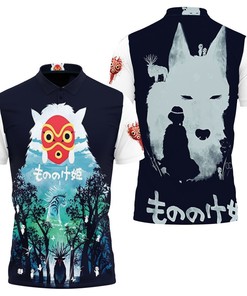 Deer God Princess Mononoke Polo Shirt with "The Soul in the Forest Shishigami" Print Design