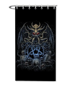 Demon Octopus Bachelor Size Shower Curtain in Blue for a Haunting Look