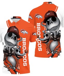 Denver Broncos Jack Skellington And Zero 3D All Over Print Polo Shirt - Perfect Fan Gift