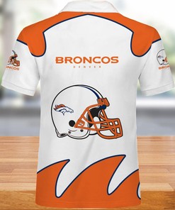 Denver Broncos Mens White 3D Polo Shirt - Ideal Fan Gift
