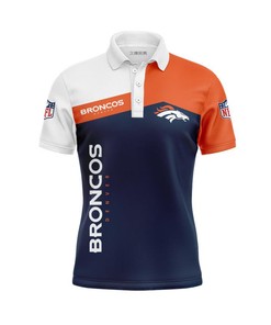 Denver Broncos Women's Button Up 3D All Over Print Polo Shirt - Ideal Fan Gift