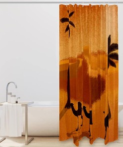 Desert Sun Camel Tree Fabric Shower Curtain for Bathroom Decor