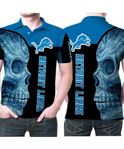 Detroit Lions Sugar Skull Flower Pattern 3D All Over Print Polo Shirt - Perfect Gift for Fans