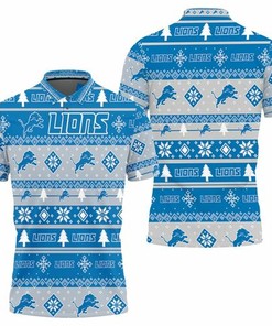 Detroit Lions Ugly Christmas 3D All Over Print Polo Shirt Gift for Fans