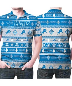 Detroit Lions Ugly Christmas 3D All Over Print Polo Shirt Perfect Gift for Fans