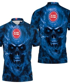 Detroit Pistons Skull Polo Shirt - Ideal Gift for NBA Fans