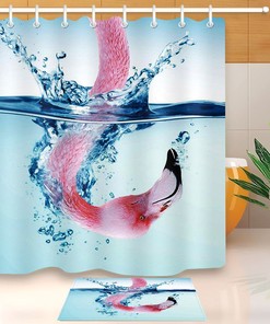 Diving Flamingo Waterfall Shower Curtain for a Fun Bath Time