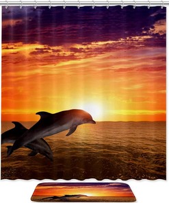Dolphin Sea Ocean Shower Curtain for Bathroom Decor