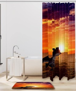 Dolphin Sea Ocean Shower Curtain for Bathroom Decor
