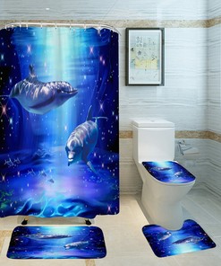 Dolphin Waterproof Shower Curtain - Marine Animal Set for your bathroom decor