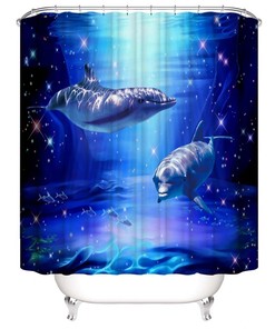Dolphin Waterproof Shower Curtain - Marine Animal Set for your bathroom decor