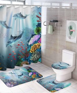 Dolphin and Coral Sea Shower Curtain for Waterproof and Serene Bathroom Decor