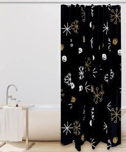Dotted Snowflakes Fabric Shower Curtain for Bathroom Decor