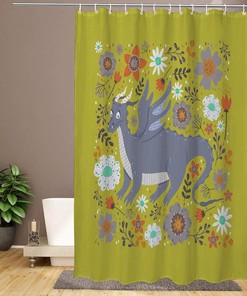 Dragon Among Flowers Waterproof Bathroom Shower Curtain Set - Bathroom Decor