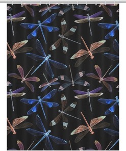 Dragonflies Pattern Watercolor Bath Shower Curtain - Bathroom Fabrics