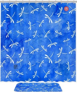 Dragonflies Watercolor Shower Curtain - Waterproof Fabric Bathroom Curtain