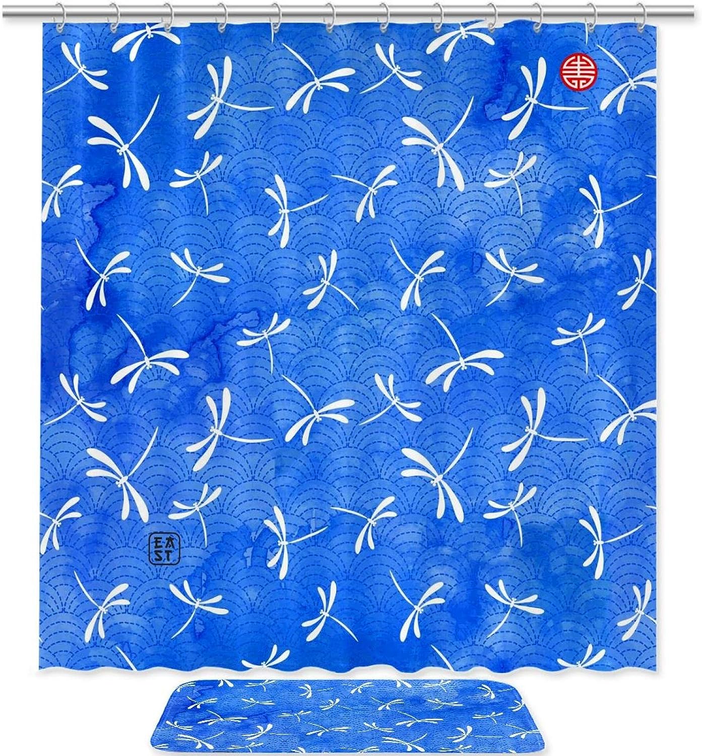 Dragonflies Watercolor Shower Curtain - Waterproof Fabric Bathroom Curtain