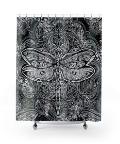 Dragonfly Bohemian Shower Curtain - Boho Bathroom Decor with Unique Design