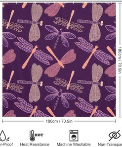 Dragonfly Shower Curtain - Waterproof Bathroom Decoration for Home Decor