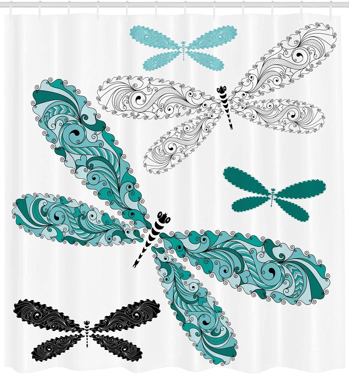 Dragonfly Teal Shower Curtain for Bathroom Decor