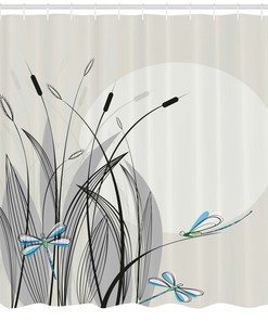 Dragonfly on Flowers Spring Themed Shower Curtain - Unique and Elegant Bathroom Decor