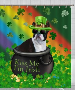 Durable Irish Dog Shower Curtain for StPatrick's Day Bathroom Decor by Quotes