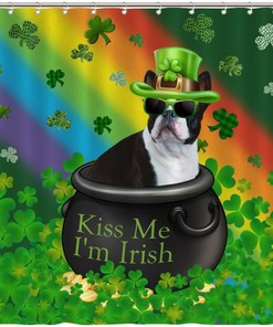 Durable Irish Dog Shower Curtain for StPatrick's Day Bathroom Decor by Quotes