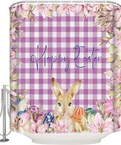 Easter Bunny Rural Flower Shower Curtain for Bathroom Decor