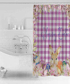 Easter Bunny Rural Flower Shower Curtain for Bathroom Decor